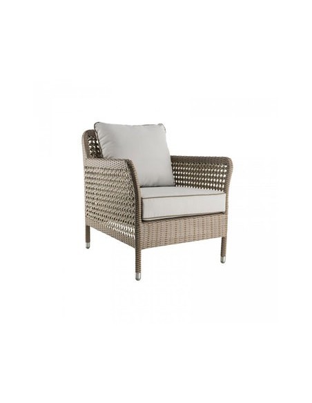Fauteuil en résine récif Antibes 648/1 avec coussin tissu perle T552