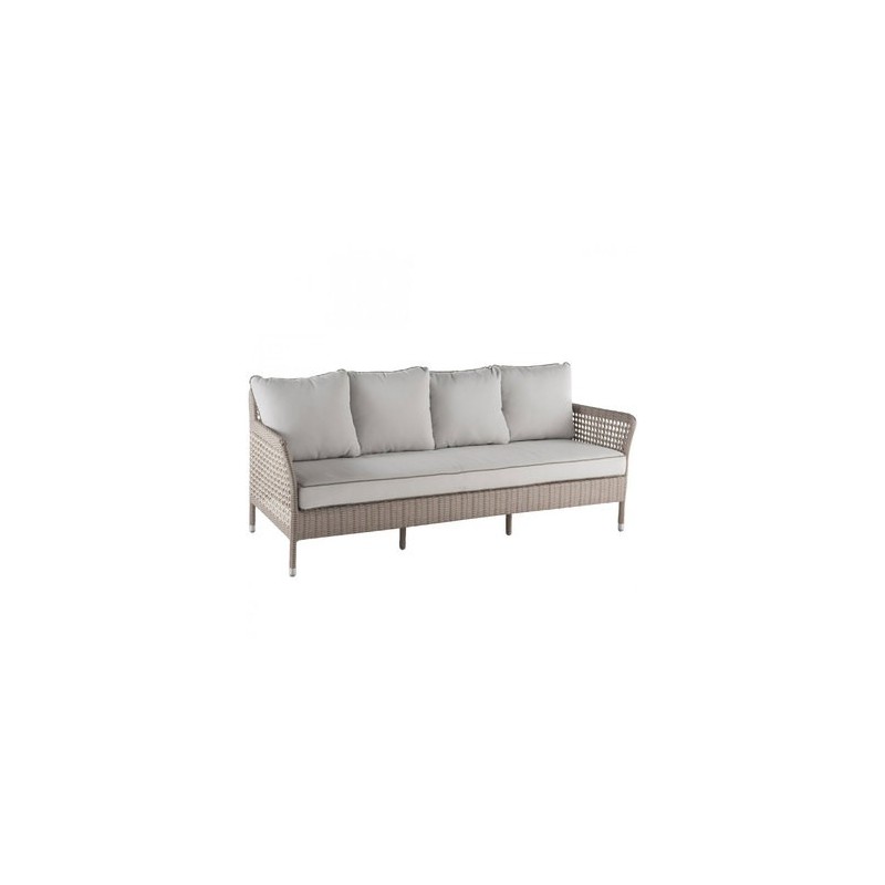 Canapé 3 places en résine récif Antibes 648/3 avec coussin tissu perle T552