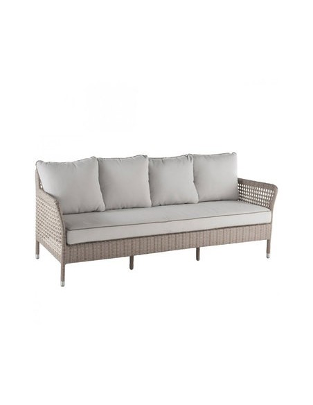 Canapé 3 places en résine récif Antibes 648/3 avec coussin tissu perle T552