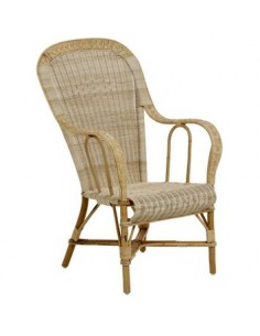 Fauteuil haut dossier Grand-père en moelle de rotin naturel 979-NAT