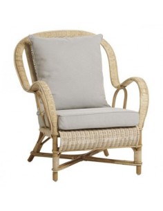 Fauteuil Nantucket en moelle de rotin naturel 980/1-NAT avec coussin tissu T552