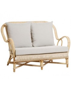 Canapé Nantucket en moelle de rotin naturel 980/2-NAT avec coussin tissu T552