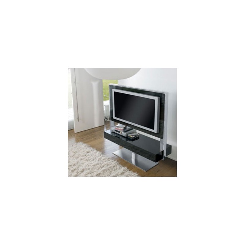 Meuble TV laqué noir brillant TECNO 140 Sambométal