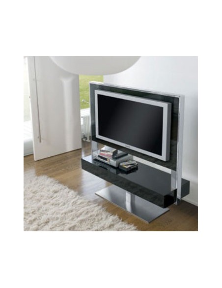 Meuble TV laqué noir brillant TECNO 140 Sambométal