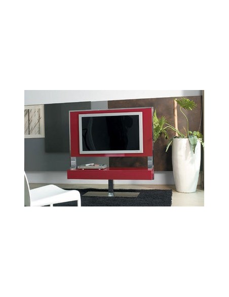 Meuble TV laqué rouge mat TECNO 140 Sambométal