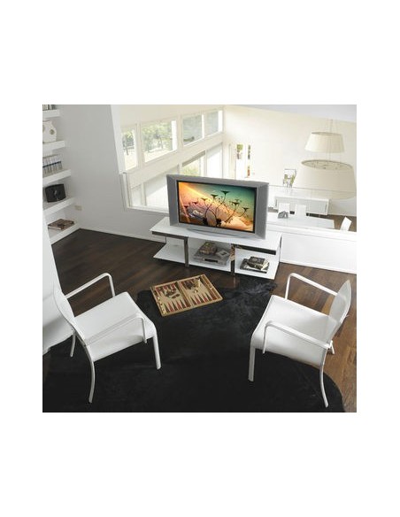 Meuble TV VISION laqué blanc mat