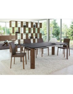 Table ARTHUR noyer et verre