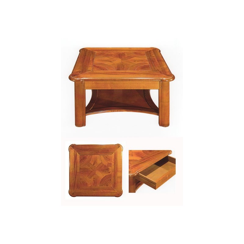 Table basse Pays de Rance René Trotel ref 460, mobilier préparé et reconditionné