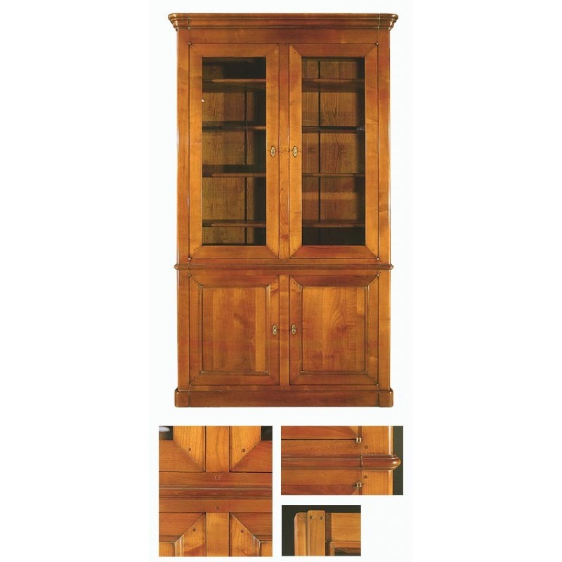 Bibliothèque 2 portes vitrées réf. 749, mobilier préparé et reconditionné