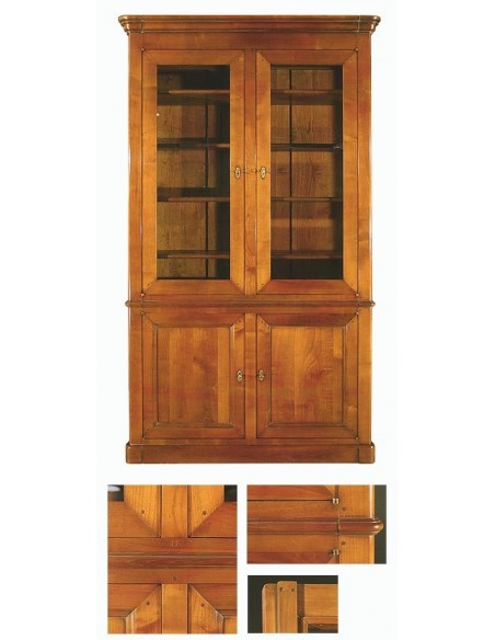 Bibliothèque 2 portes vitrées réf. 749, mobilier préparé et reconditionné