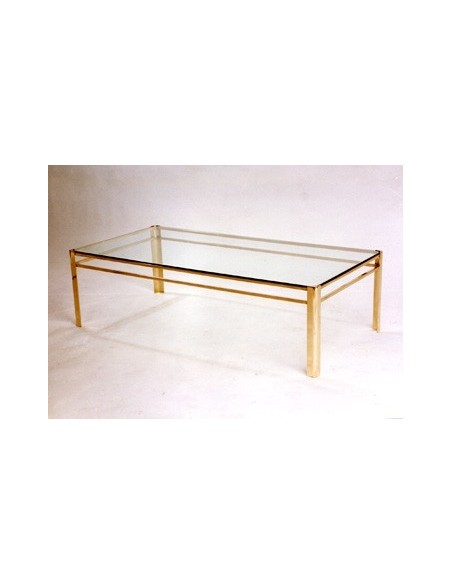 Table basse rectangulaire en laiton massif