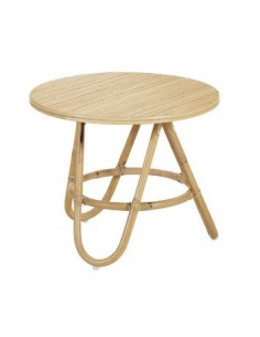 Table basse ronde Diabolo avec plateau en canne naturelle V05R + PANV05R