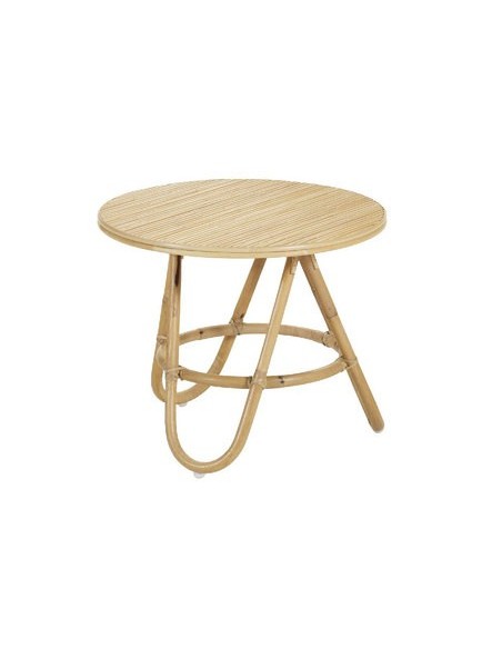 Table basse ronde Diabolo avec plateau en canne naturelle V05R + PANV05R