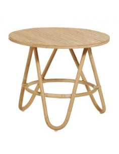 Table basse ronde avec plateau Diabolo en canne naturelle V13R + PANV13R