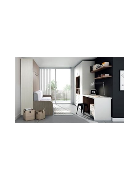 Lit rabattable réf 1055, 160 cm x 200 cm, tissu suède