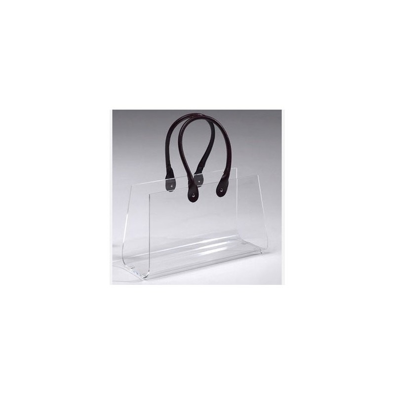 Porte-revue BOLSA, poignées double en cuir marron