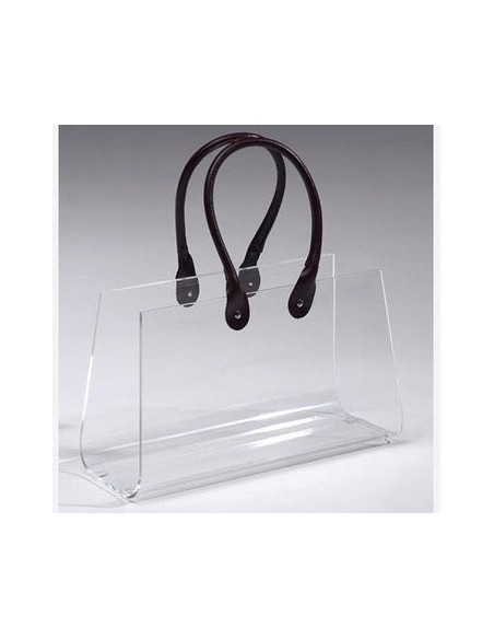 Porte-revue BOLSA, poignées double en cuir marron