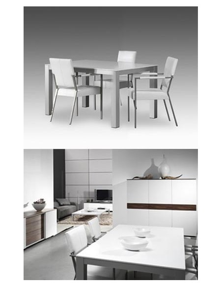 Table carrée avec plateau bois laque mate Karat