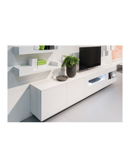 Meuble TV TV210-3 L210xH56xP41cm light grey brillant