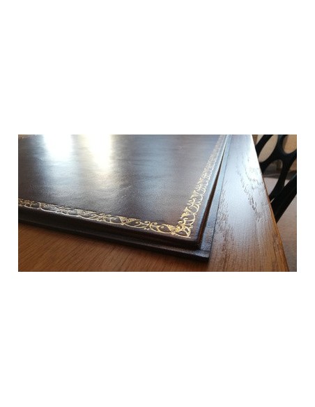 Sous-main cuir de bureau FLORIDA sur mesure, vachette napa, moyen grain et dorure