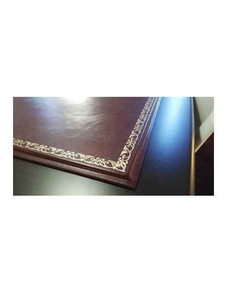 Sous-main cuir de bureau KENYA sur mesure, vachette rectifié, gros grain et dorure