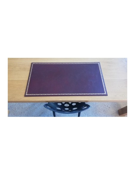 Sous-main cuir de bureau KENYA sur mesure, vachette rectifié, gros grain et dorure