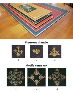 Fleurons d'angle et motifs centraux, pour cuir de bureau