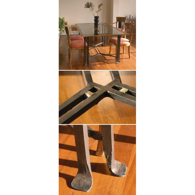 Table lotus plateau verre, bois ou travertin, Patines Anciennes