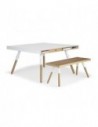 Ensemble table stratifiée blanc et banc Phill