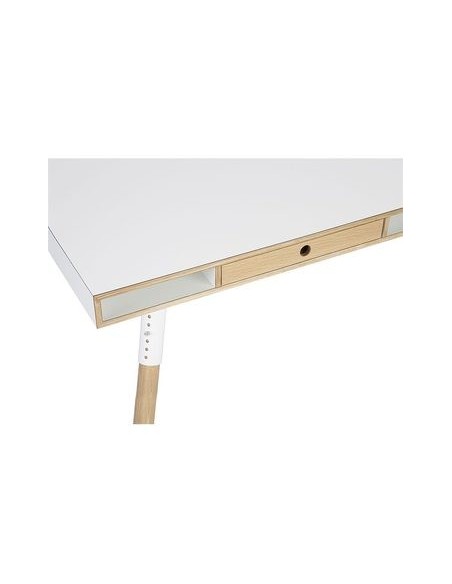 Ensemble table stratifiée blanc et banc Phill
