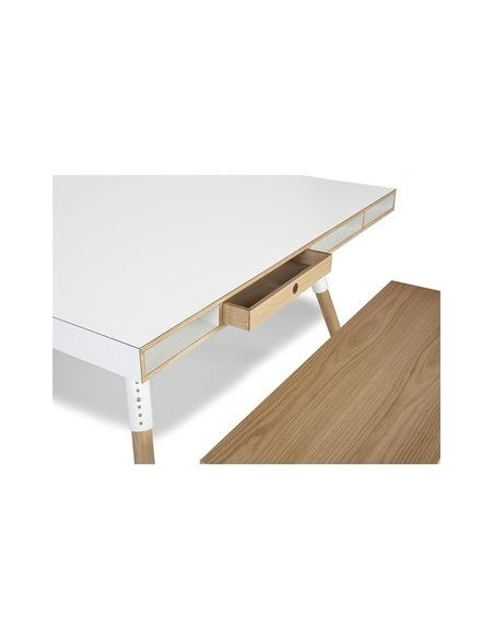 Ensemble table stratifiée blanc et banc Phill