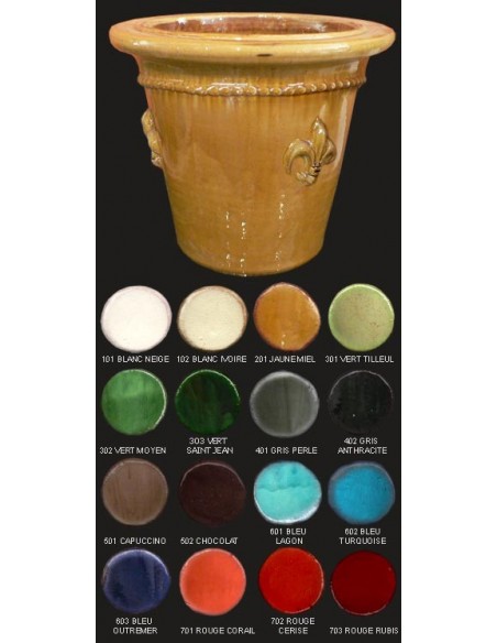 Vase compostelle, diamètre 44 cm, décor fleur de lys