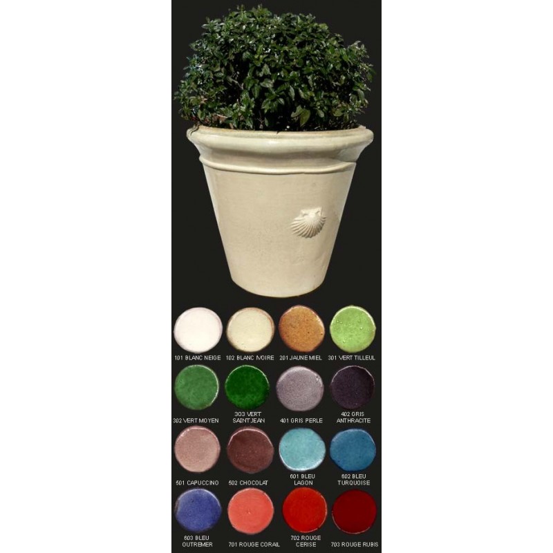 Vase compostelle, diamètre 65 cm, décor coquille