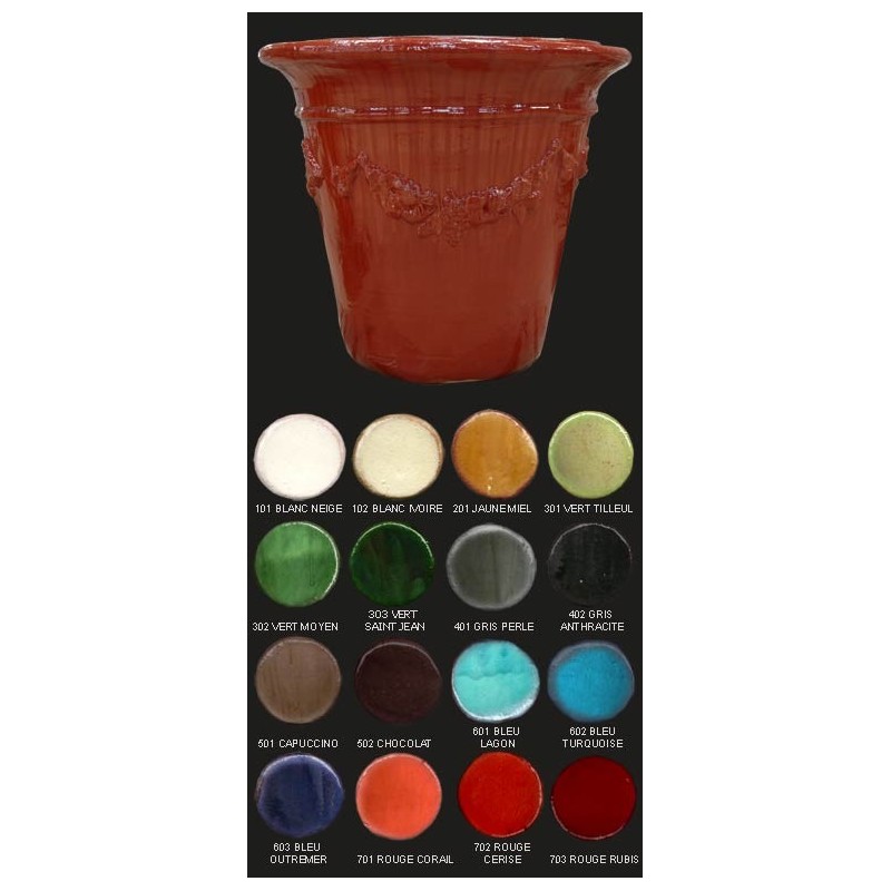 Vase compostelle, diamètre 88 cm, décor fruits