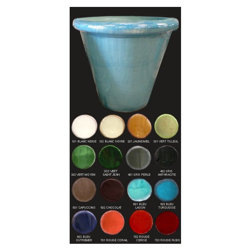 Vase cuvier, diamètre 48 cm, bleu lagon