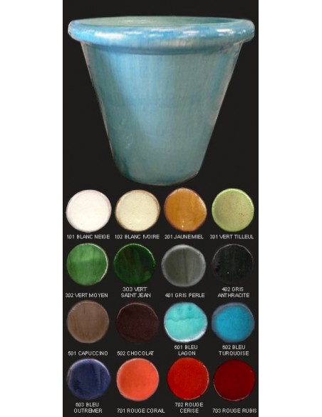 Vase cuvier, diamètre 48 cm, bleu lagon