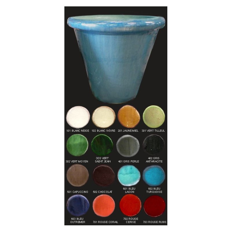 Vase cuvier, diamètre 48 cm, bleu turquoise