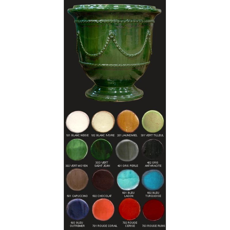 Vase saint jean de fos, diamètre 38 cm, décor guirlande