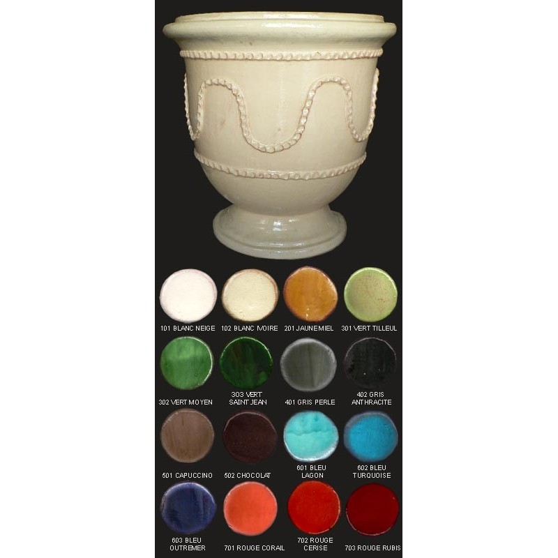 Vase saint jean de fos, diamètre 38 cm, décor serpentin