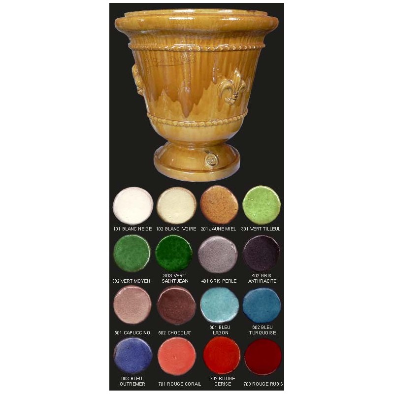 Vase saint jean de fos, diamètre 48 cm, décor lys