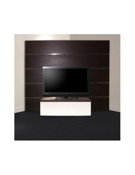 Meuble tv d'angle h90, bois et inox