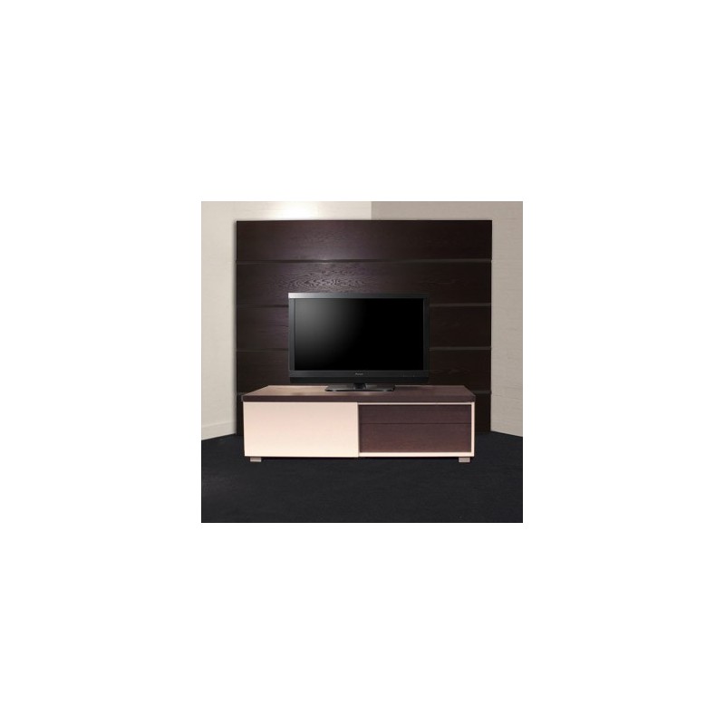 Meuble tv d'angle c125, bois et laque