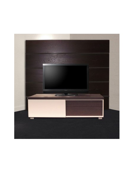 Meuble tv d'angle c125, bois et laque