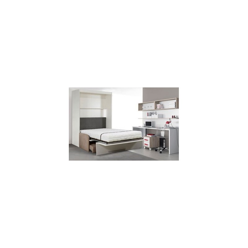 Lit rabattable ROME 140/160 cm x 200 cm, Profondeur élément 58 cm, Profondeur lit ouvert 218 cm, recouvrement canapé Toro, catég