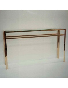 Console rectangulaire en laiton massif 1 plateau verre