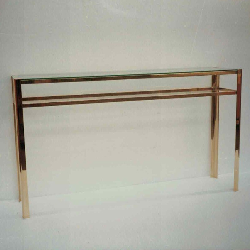 Console rectangulaire en laiton massif 1 plateau verre