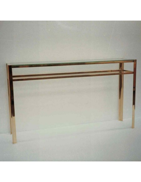 Console rectangulaire en laiton massif 1 plateau verre