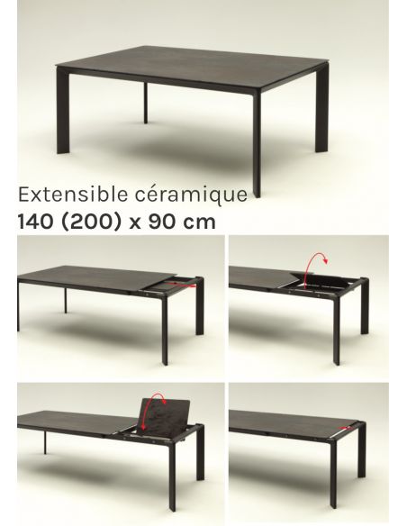 Table de repas extensible en céramique Class - 140 (200) x 90 cm