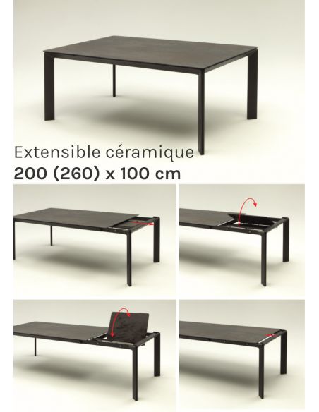 Table de repas extensible en céramique Class - 200 (260) x 100 cm