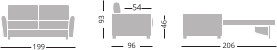 Dimensions Canapé lit convertible 3 places CO 140